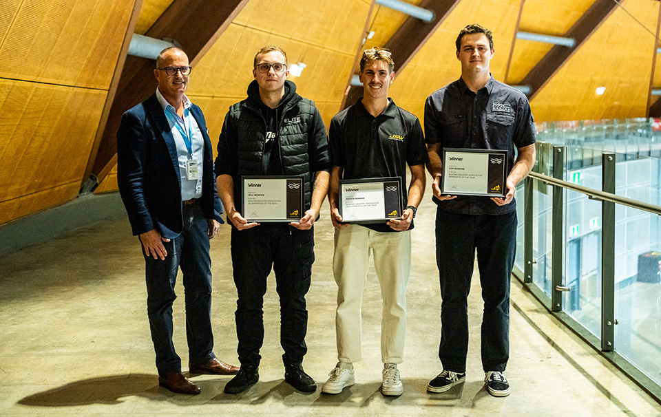 Apprentice Awards from left_BIA CEO A Fielding_W Newman_P Bognar_T Ironside